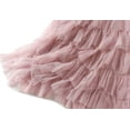 thumbnail image 4 of JMSUN Tulle Skirts for Women High Waist Layered Floral Print Brown Skirt Mesh A-Line Midi Layered Ruffles Mesh Skirt, 4 of 5