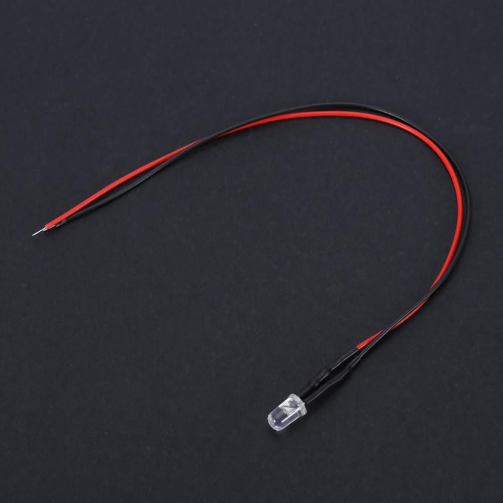 10pcs 12v 5mm Wired Multicolor 20cm 0.06W LED Light-Emitting Diode for All Types of Products Blue Diode