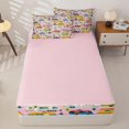 thumbnail image 4 of Erosebridal Cartoon Colorful Camper RV Zipper Twin Comforter Sets with Fitted Sheet and 2 Pillowcases,Pine Tree Camping Zipper Bedding Set For Boys,Pink Reversible,4 Pieces, 4 of 7