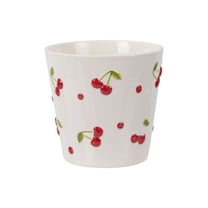 Mainstays 6.25" x 6.25" x 6" Round Cream and Red Ceramic Cherry Planter