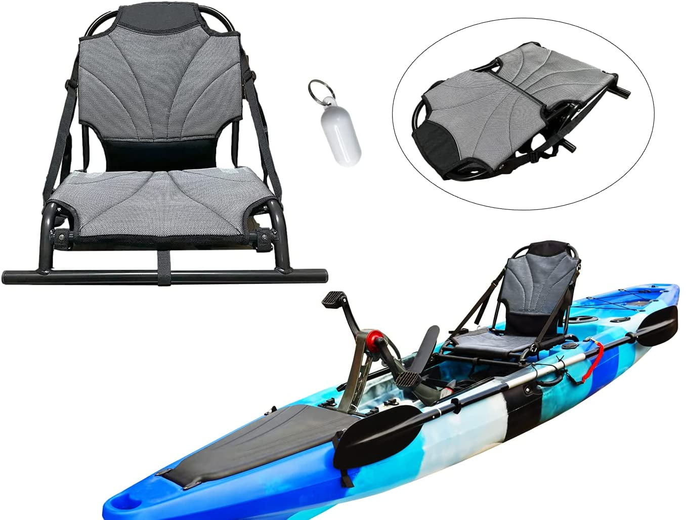 Pactrade Marine Adjustable Straps Black Gray Textilene Mesh Fabric Upright  Deluxe Lightweight Kayak Seat Foldable Canoe Cushion Aluminum Frame Sit On 