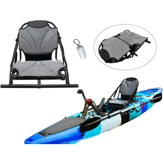 Pactrade Marine Adjustable Straps Black Gray Textilene Mesh Fabric Upright Deluxe Lightweight Kayak Seat Foldable Canoe Cushion Aluminum Frame Sit On Top Fishing Canoeing Boating Kayaking Rafting