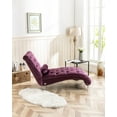 thumbnail image 3 of HOMEFUN Purple Modern Tufted Velvet Chaise Lounge for Living Room with 1-Bolster Pillow and solid Acrylic legs, 3 of 7