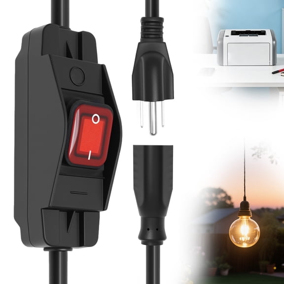 Switched Extension Cord 7 FT Outdoor 14AWG 3 Prong Extension Cord with Switch On/Off 15A 125V Waterproof Power Switch for Electrical Equipment