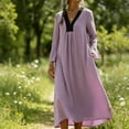 thumbnail image 4 of Fewfanhot Athletic Dress for Women Long Sleeve Nightgown Full Length Sleepwear Long Sleepshirts Sleep Dress, 4 of 8