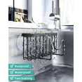 thumbnail image 3 of Sherry Multifunctional Sponge Holder with Unique M-Shaped, 2 Installation Methods Kitchen Sink Organizer, Rustproof Stainless Steel Sink Caddy for Sponge, Brush, Sink Stopper and Scraper -Black, 3 of 7