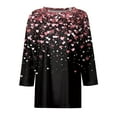 thumbnail image 4 of Fgvctg Valentine's Day Womens Tops Casual Crewneck 3/4 Length Sleeve Shirts Date Night Pullover Comfortable Tops Loose Sweet Love Heart Print Blouses Gifts for Women Multicolor M, 4 of 5