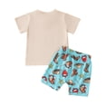 thumbnail image 4 of YDFCWXW Toddler Baby Boy Summer Clothes Funny Letter Short Sleeve Tops T-shirt Shorts 2 Summer Outfits Set (Beige, 3-6 Months), 4 of 8