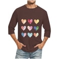 thumbnail image 1 of Camisas de Manga Larga para los Hombres Día de San Valentín Impresión Cuello Redondo Moda Casual, Mezcla de Poliéster de Lino de Algodón para Primavera Verano, 1 of 8