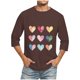 thumbnail image 1 of Camisas de Manga Larga para los Hombres Día de San Valentín Impresión Cuello Redondo Moda Casual, Mezcla de Poliéster de Lino de Algodón para Primavera Verano, 1 of 8