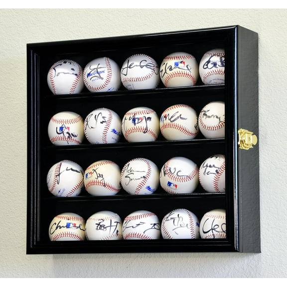 20 Baseball Ball Display Case Cabinet Holder Wall Rack 98% UV Protection Lockable