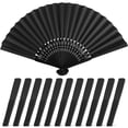 thumbnail image 1 of Ventiladores de mano JOHOUSE, papel plegable negro, 21 cm, 12 paquetes, 1 of 8