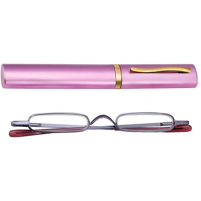 ZUVGEES Lunettes de Lecture Mini Compactes et Minces Faciles à Transporter - Lecteurs Portables Légers avec Étui à Clip pour Stylo