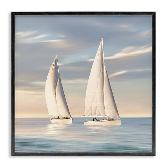 Stupell Industries Traditional Two Mighty Sailboats Black Framed Giclee Art, 12 x 12, by Amber Sterling