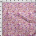 thumbnail image 3 of oneOone Viscose Chiffon Fabric Watercolor Leaves & Peony Floral Fabric Prints By Yard 42 Inch Wide, 3 of 4