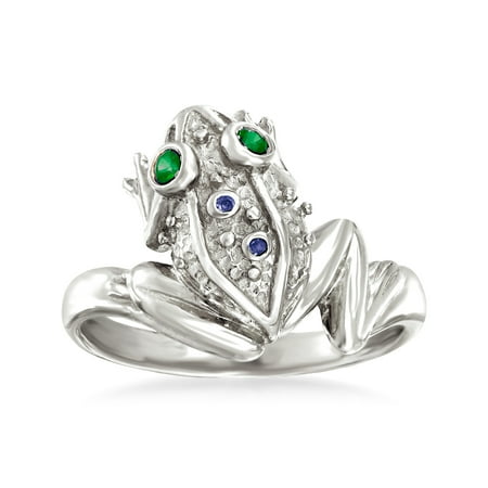 Ross-Simons Sterling Silver Frog Ring With Multi-Gemstone Accents