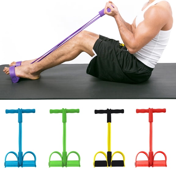 D-GROEE Multifunction Tension Rope, 2-Tube Elastic Yoga Pedal Puller Resistance Band, Natural Latex Tension Rope Fitness Equipment, for Abdomen/Waist/Arm/Leg Stretching Slimming Training