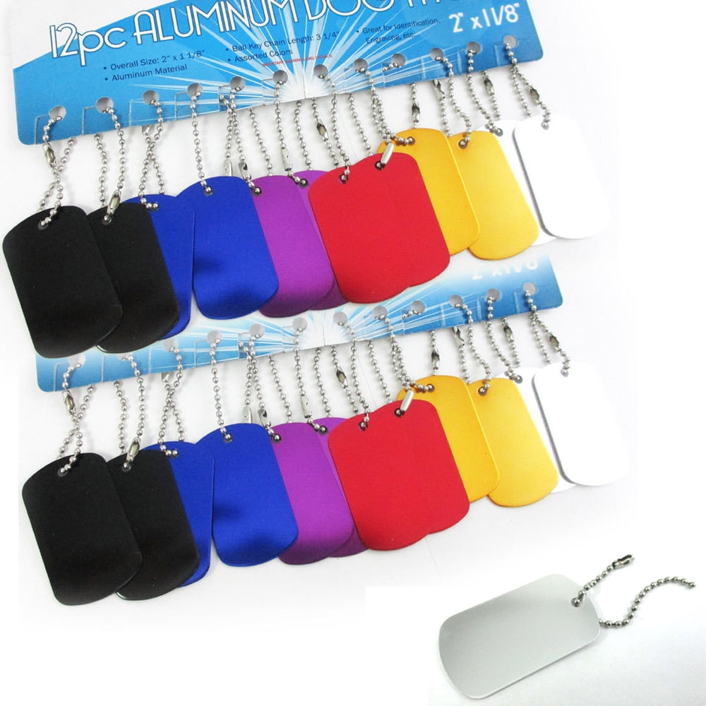 Anodized Aluminum Blanks Dog Tags for Engraving with Nickle Ball Chain 50  Pack   ABBECIAO