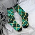 thumbnail image 5 of Hirioo Green Mosaic Glass Pattern Adult Middle Tube Socks Breathable Sock Non-Pilling,Contrasting Color Design, 5 of 6