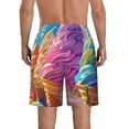 thumbnail image 3 of KLL Rainbow Melting Ice Cream Men's Casual Summer Beach Shorts Hawaiian Shorts with Pockets-X-Large, 3 of 5