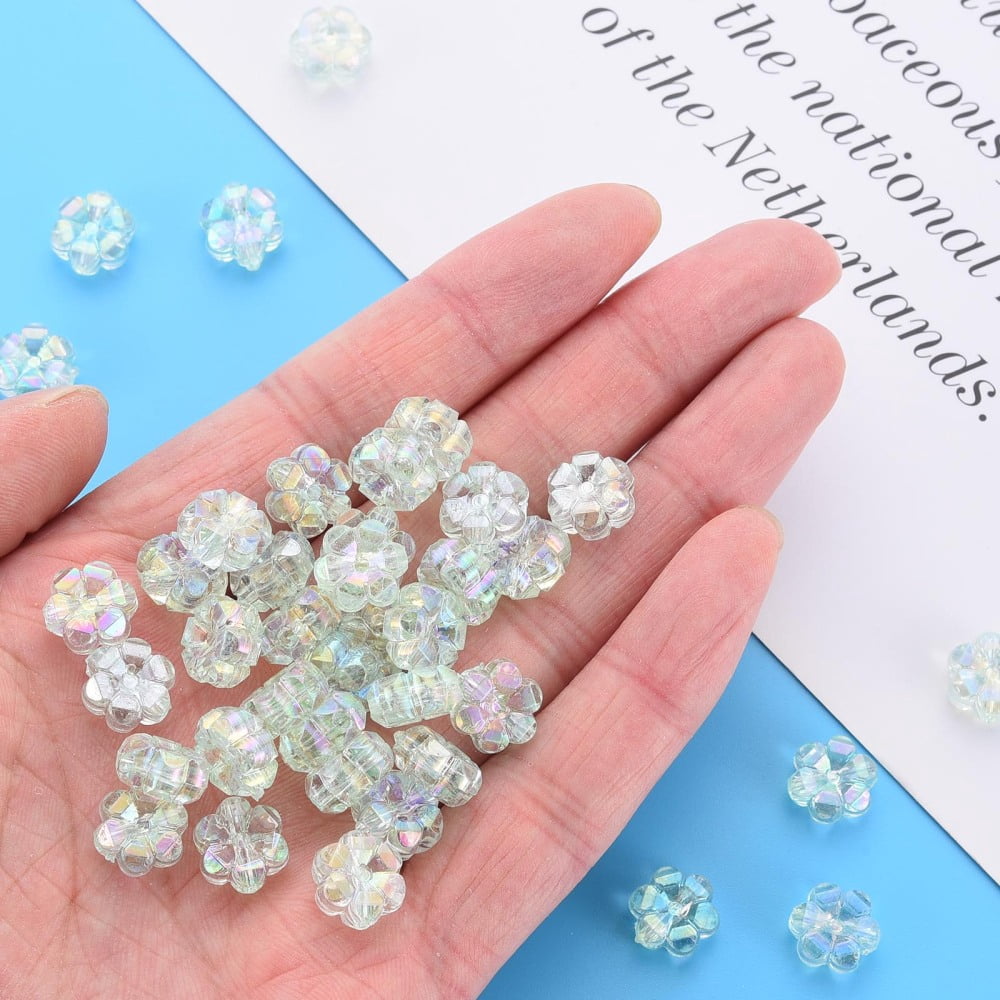 500gs Transparent Acrylic Beads AB color Flower Honeydew 10x5mm Hole: 1.8mm about 1650pcs/500g