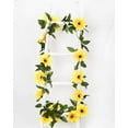 thumbnail image 3 of Coolmade 2 Pack Artificial Yellow Sunflower Garland Silk Sunflower with Green Leaves, 7.2ft, 3 of 7