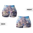 thumbnail image 6 of Yiaed Majestic Fantasy Castle Print Women's Athletic Shorts Running Shorts Sporty Short High Waisted Elastic Workout Shorts for Yoga Gym Running & Sports -Small, 6 of 8