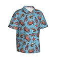 thumbnail image 2 of Hawaiian Shirt For Men, Starfish Shrimp Crabs Mens Button Down Short Sleeve Shirt, Summer Beach Shirts For Men, 2 of 2