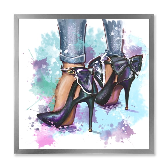 Designart 'Bright Colorful Trendy Woman Fashion Shoes' Modern Framed Art Print