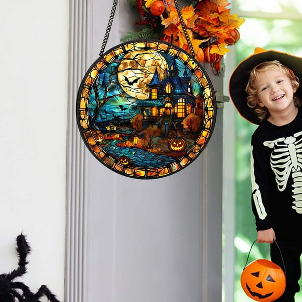 Xihbxyly Letrero Colgante de Calavera Acrílica, Efecto Luminoso, Exquisita Decoración de Halloween, Ligero y Fácil de Colgar, para Uso En Interiores y Exteriores, Perfecto para Fiestas y Eventos, Tam