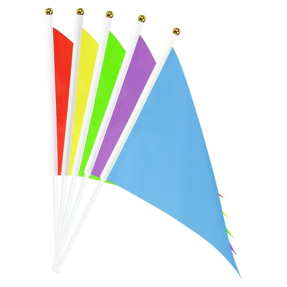 Uxcell Multi-color Flag Stick, Hand Held Mini DIY Flag 8.2 Inch x 5.5 Inch for Party Celebration Pack of 50