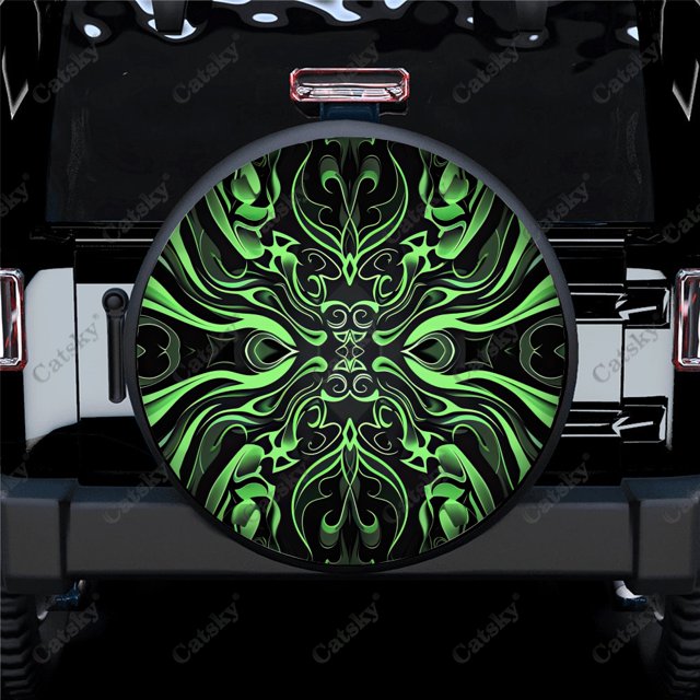 Tribal Print Fabric Pattern Polyester Universal Spare Wheel Tire Cover Custom Tire-Covers for Trailer RV SUV Truck Camper