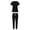 Black, variant on Men's 2 Piece Scrub Set Short Sleeve V-Neck Classic Tops Elastic High Waist Drawstring Cuffed Ankle Pants Casual Soft Breathable Medical Uniform with Multi Pockets