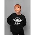 thumbnail image 2 of Fly Away - Retro Winged Emoji Graphic Women's Sweatshirt, 2 of 4