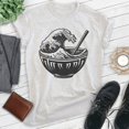 thumbnail image 2 of Ramen Great Wave T-shirt, Unisex Women's Men's Shirt, Funny Ramen Noodle Great Wave Japanese, Heather Ash, Medium, 2 of 6
