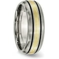 thumbnail image 5 of Chisel Titanium Antiqued and Brushed with 14k Gold Inlay 8.2mm Grooved Band - Ring Size 13.5, 5 of 8