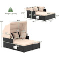 thumbnail image 3 of Costway Patio Rattan Daybed Lounge Retractable Top Canopy Side Tables Cushions Beige, 3 of 10