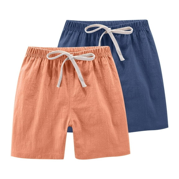 LADIGASU 2PC Children's Summer Solid Casual Sports Shorts With Drawstring For Kids