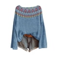 thumbnail image 1 of WTXUE Chandail Léger Décontracté Vintage Fair Isle pour Femmes Manches Raglan Col Rond Imprimé Artistique Tricoté Chandail Confortable Chaud Automne Hauts Bohème Tendance Western Blouses Décontractées Bleues 3TG, 1 of 4