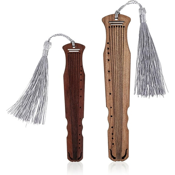 YooGuoGuo Wooden Bookmark for Book Lovers, 2 PCS Handmand Carving Guqin Book Marks with Tassel Vintage Hollow Out Bookmarkers Gift for Men Women(red Brown Brown)