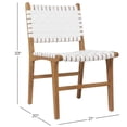 thumbnail image 3 of DecMode Leather Handmade Woven Dining Chair with Teak Wood Frame, White, 3 of 8