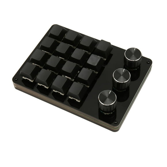Programmable Keypad Gaming Keypad Mini Mechanical Keypad Macro Keypad Programmable Keypad 16 Keys 3 Knobs Blue Switch Mechanical Hot Swappable Mini Keypad For Gaming Office Media