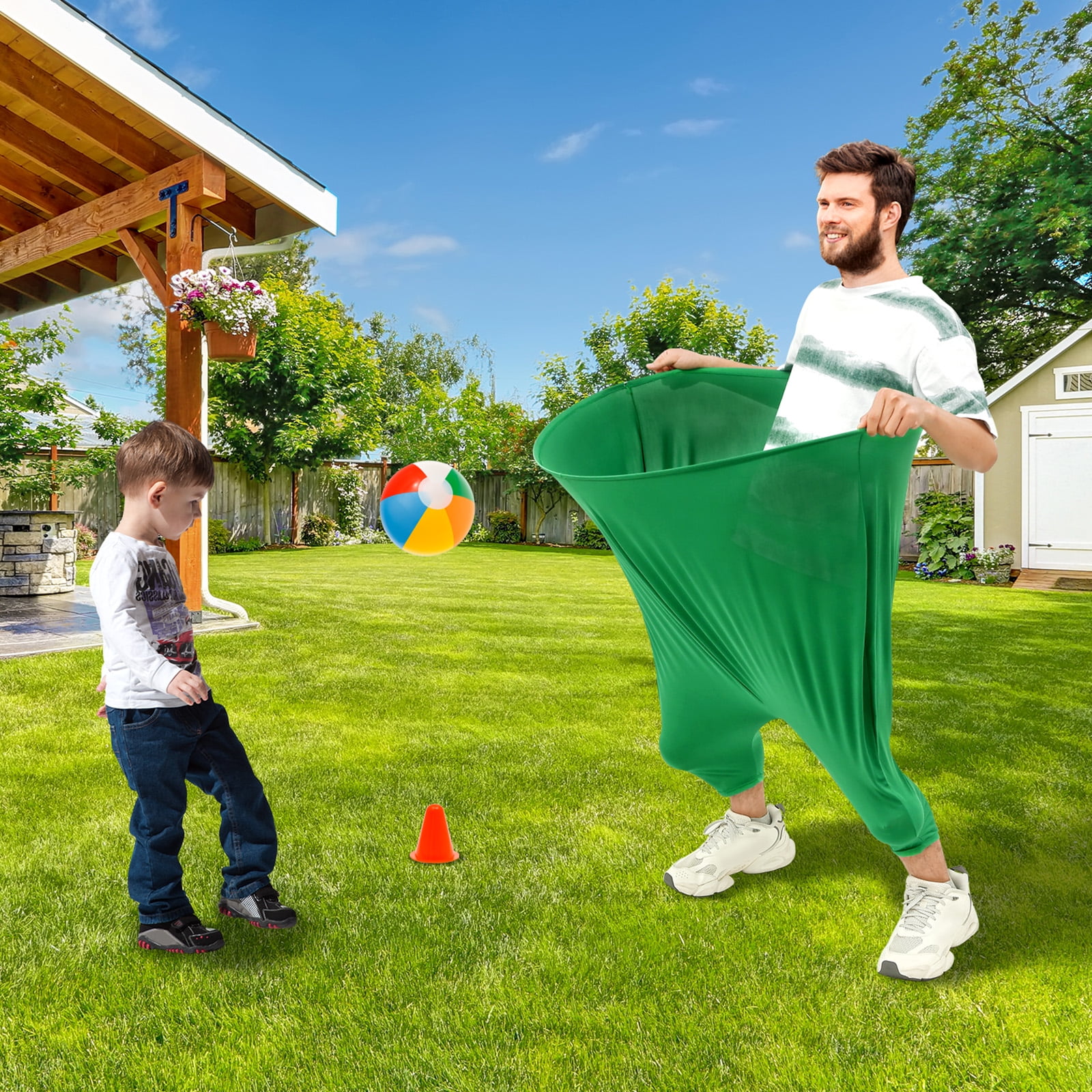 4Pcs Granny Pants Yard Game Set Creative Oversized Pants Tossing Game with 18 Ball and 2 Air Pump for Outdoor Courtyard Party Adults