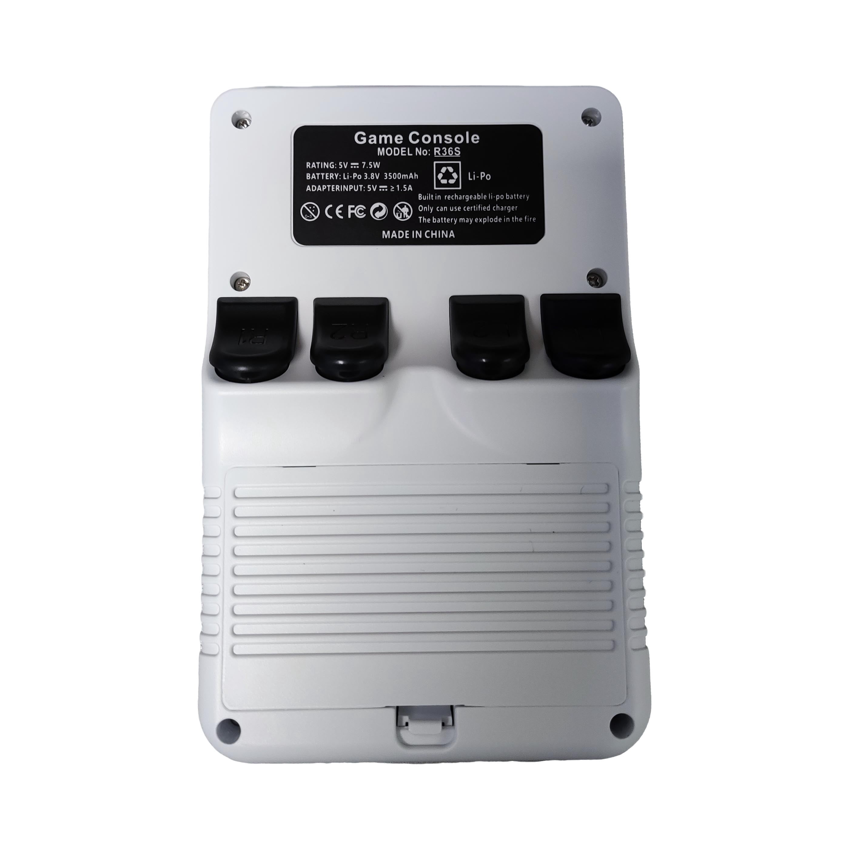 R36S Open Source Retro Handheld White 64G: Large Screen, Long-Lasting Big Battery