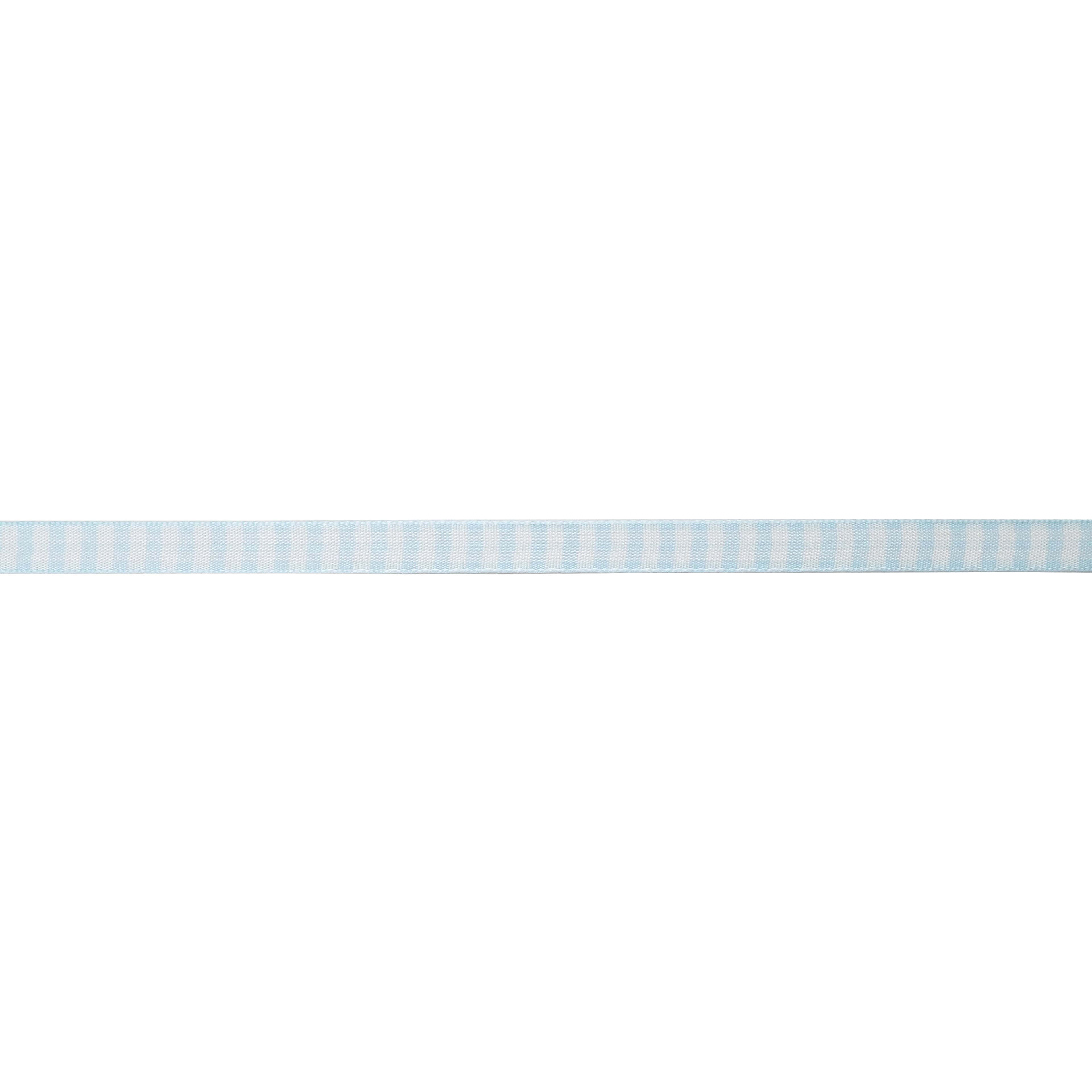 3/8" x 7yd. Light Blue Gingham Ribbon by Celebrate It – Non-Wired Woven Selvage Edge - Ideal for Gift Wrapping - Crafts & Home Decor - 12 Pack