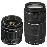 Canon EOS Rebel T7 DSLR Camera Double Zoom Lens Kit with EF-S 18-55mm and EF 75-300mm Lenses, 24.1 Megapixel CMOS (APS-C) Sensor, Full HD Videos, Wi-Fi, Beginner Photographers, Digital Camera, Black