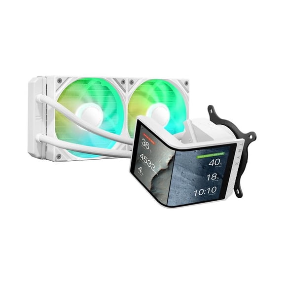 TRYX L-P240L-AM2M-G0W PANORAMA SE 240 ARGB 240mm AIO Rotatable MOLED Curved Screen 3D Cooler Asetek Adela - White
