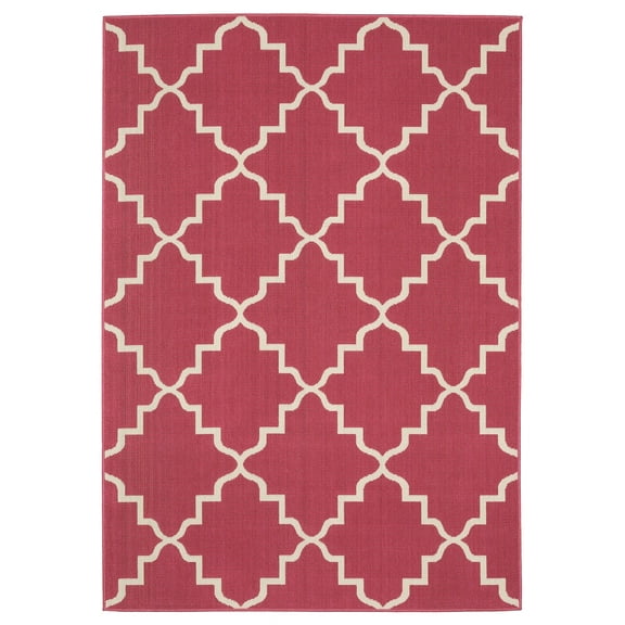 Woven Trends Compello - HAV11 - Classic Casual Style, Lattice Pattern, Living Room, Dining Room, Office, Pet Friendly & Fade Resistant, High Pile Polypropylene Area Rug in Pink - 3' x 5'