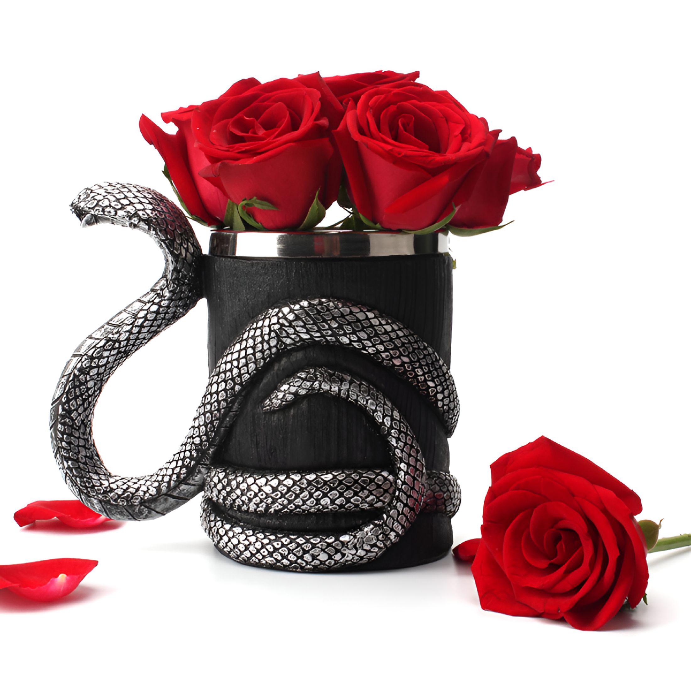 ACDANC 2026 New Snake Coffee Mug Cup Cobra Drinking Cups,Stainless Steel Beer Mug Espresso Cup Beverage Mug for Milk Coffee Ice Cream Tea Juice for Home,Office,Outdoor,Bar (Black)