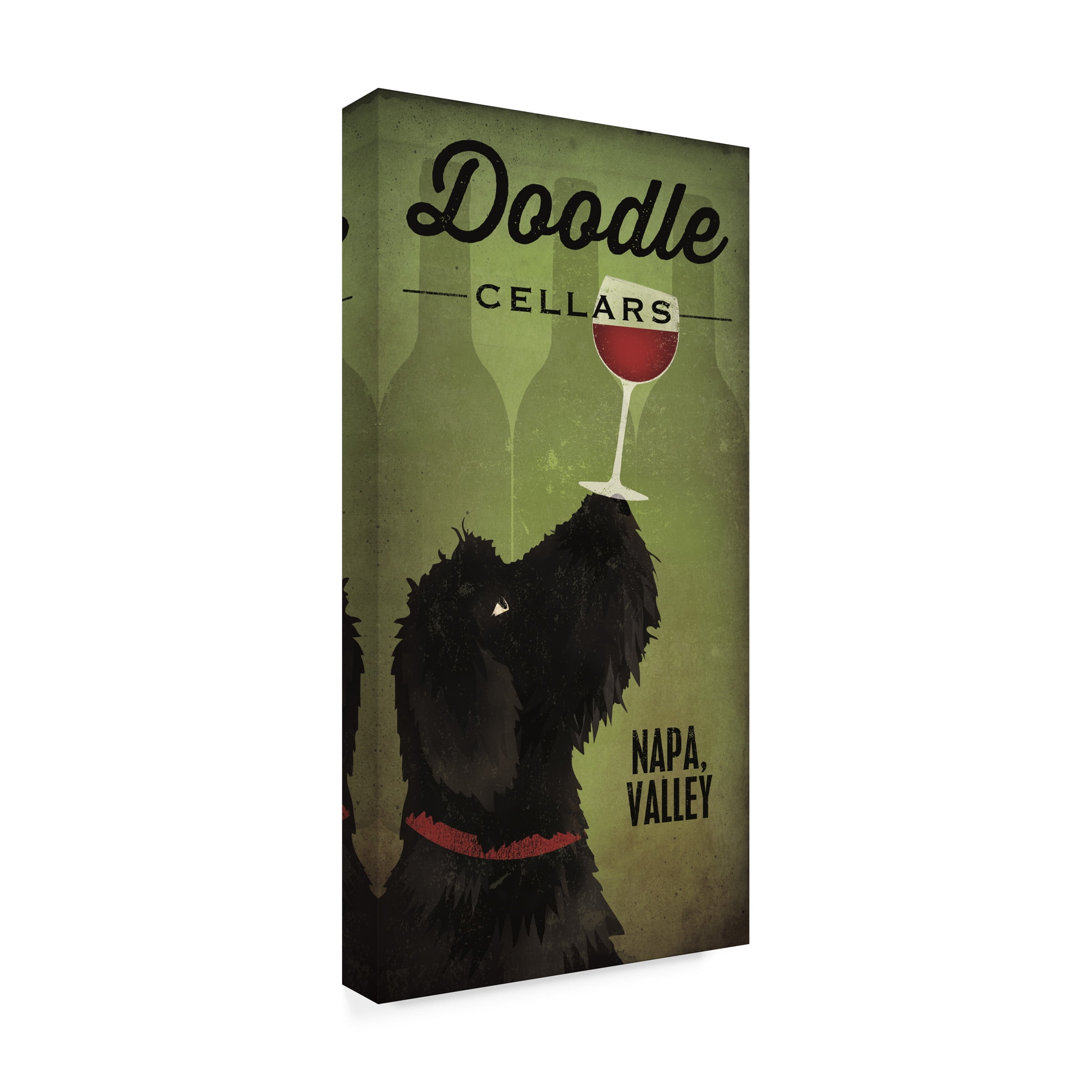 Trademark Fine Art 'Doodle Wine II Black Dog' Canvas Art by Ryan Fowler